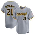 Vanessashop P.Pirates #21 Roberto Clemente Player Gray Road Home Limited Stitched Jerseys