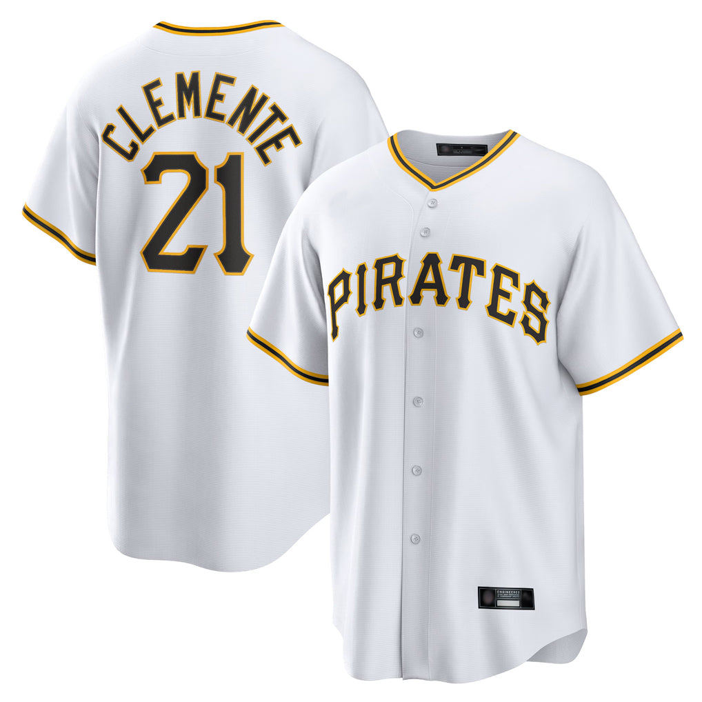 Vanessashop P.Pirates #21 Roberto Clemente Player White Home Game Stitched Jerseys