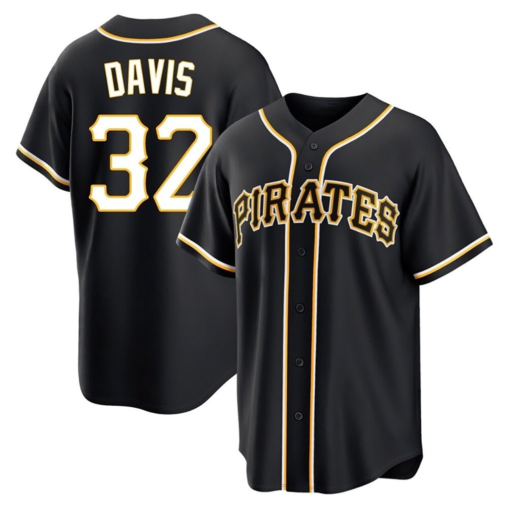 Vanessashop P.Pirates #32 Henry Davis Player Black Fashion Out Home Game Stitched Jerseys