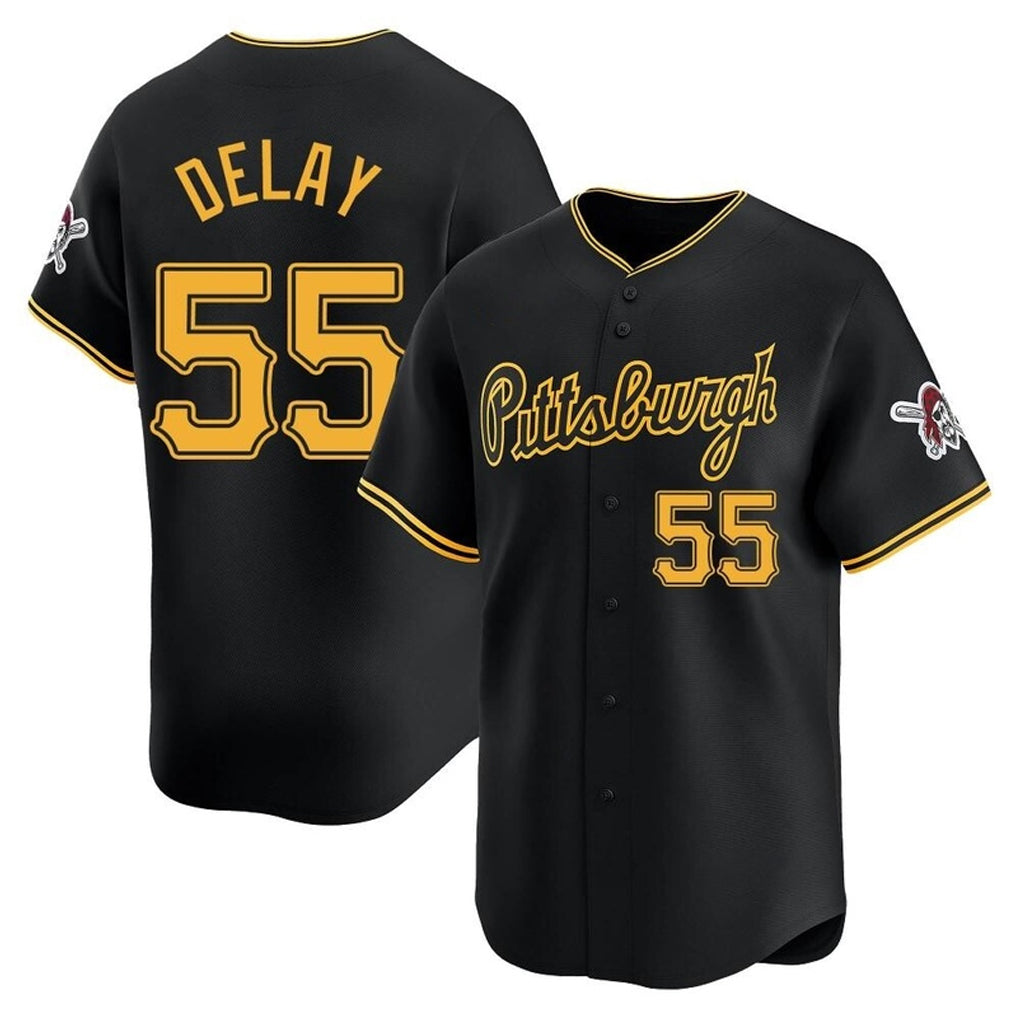 Vanessashop P.Pirates #55 Jason Delay Player Black Alt Home Limited Stitched Jerseys