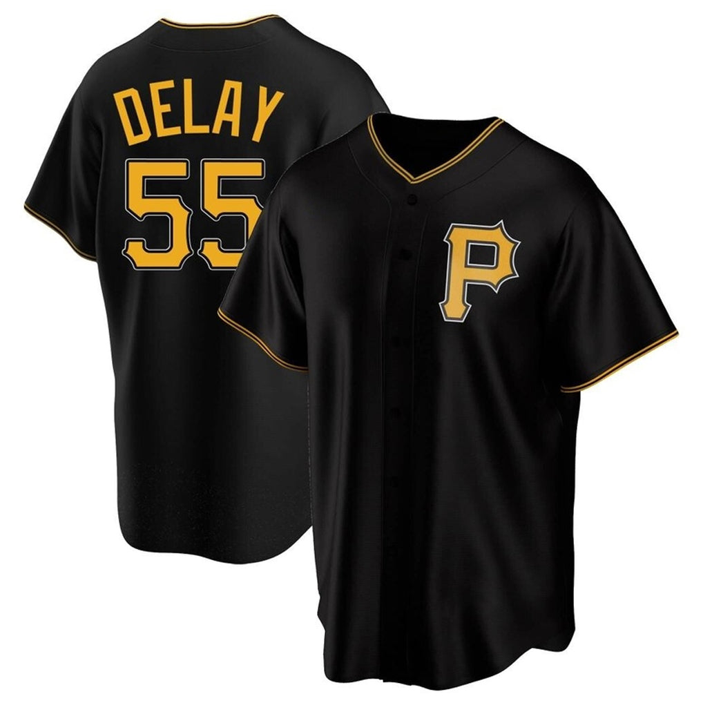 Vanessashop P.Pirates #55 Jason Delay Player Black Alternate 2025 Home Game Stitched Jerseys