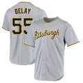 Vanessashop P.Pirates #55 Jason Delay Player Gray Road Home Game Stitched Jerseys