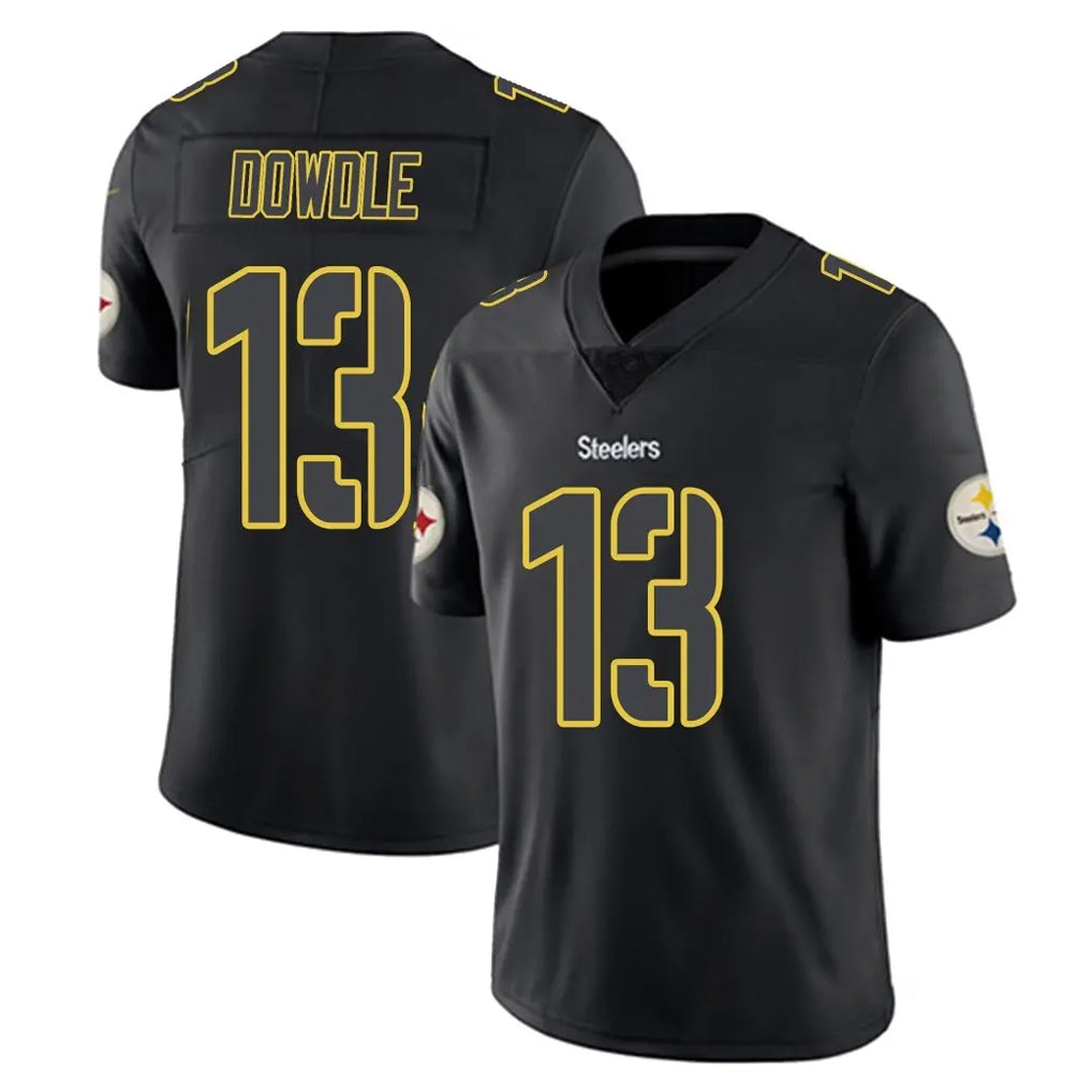 Vanessashop P.Steelers #13 Rico Dowdle Player Black Impact Limited Home Game Stitched Jerseys