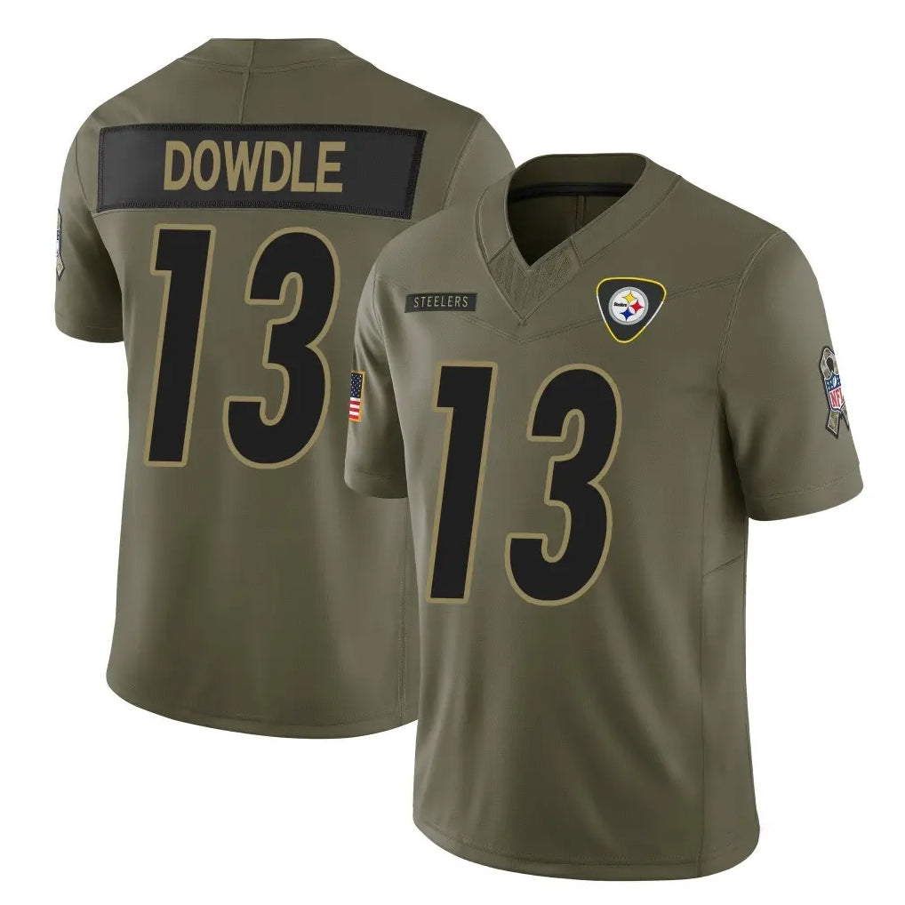 Vanessashop P.Steelers #13 Rico Dowdle Player Olive 2025 Salute To Service Limited Home Game Stitched Jerseys