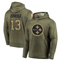 Vanessashop P.Steelers #13 Rico Dowdle Player Olive Salute to Service Pullover Hoodie Home Game Stitched Jerseys