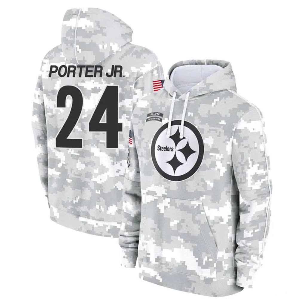 Vanessashop P.Steelers #24 Joey Porter Jr. Player Arctic Camo Limited Salute to Service Pullover Hoodies Game Stitched Jerseys
