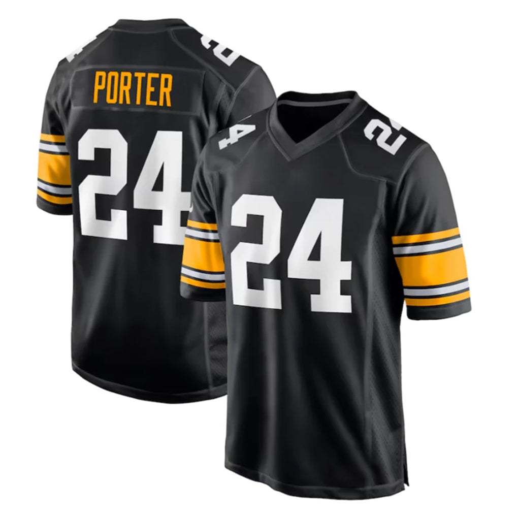 Vanessashop P.Steelers #24 Joey Porter Jr. Player Black Home Game Stitched Jerseys