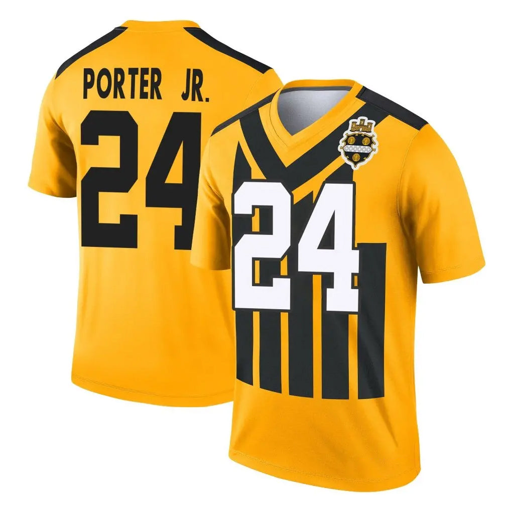 Vanessashop P.Steelers #24 Joey Porter Jr. Player Gold Legend Limited 1933 Throwback Performance Home Game Stitched Jerseys
