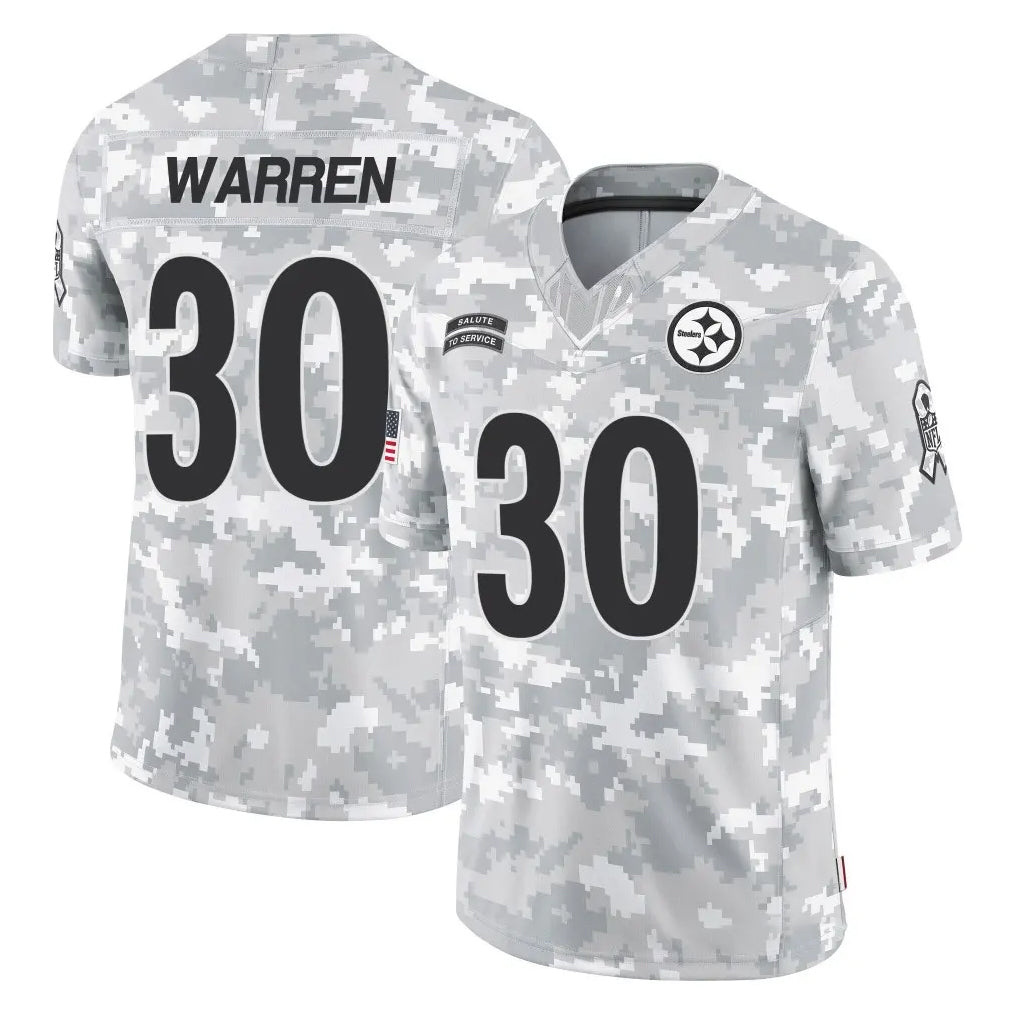Vanessashop P.Steelers #30 Jaylen Warren Player Arctic Camo Limited Salute To Service Home Game Stitched Jerseys