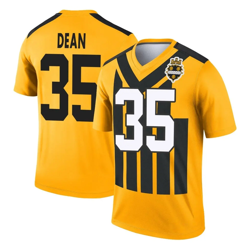 Vanessashop P.Steelers #35 Jamel Dean Player Gold Legend Limited 1933 Throwback Performance Home Game Stitched Jerseys