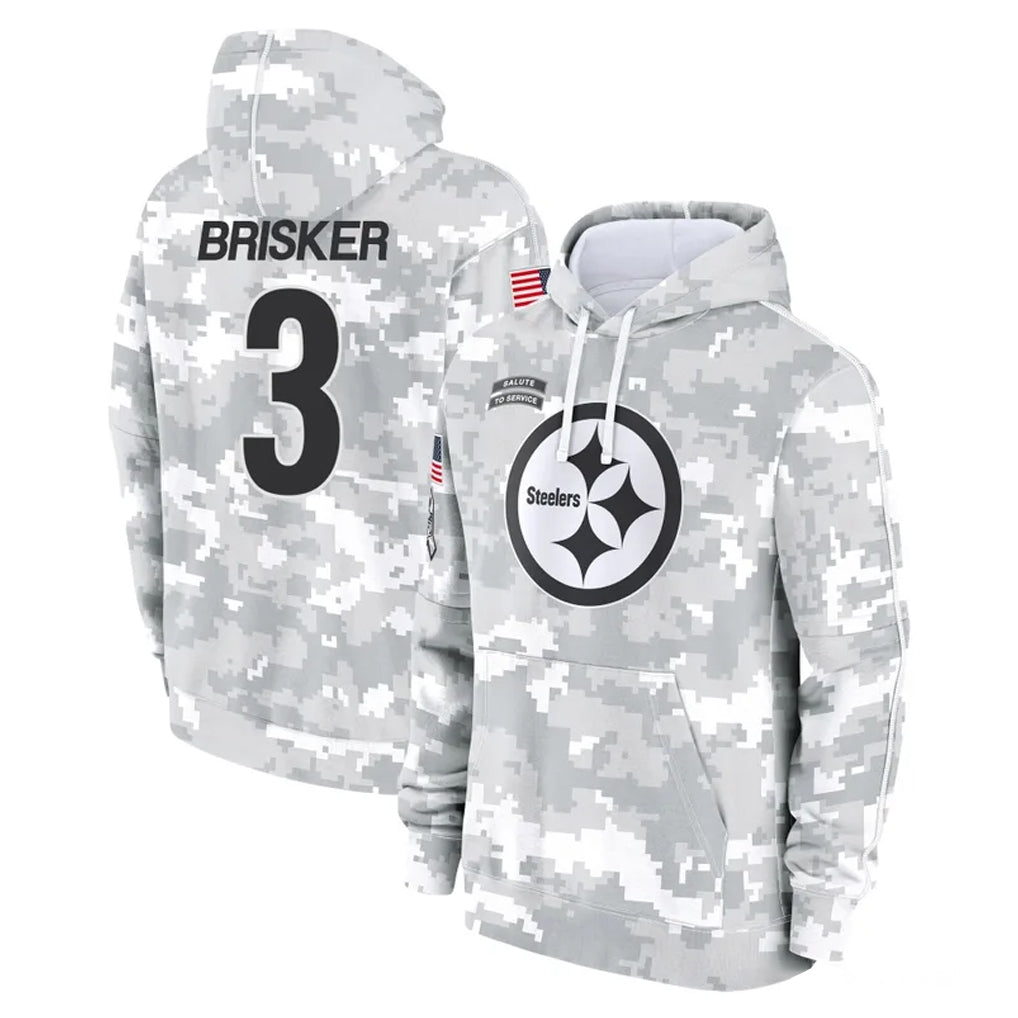 Vanessashop P.Steelers #3 Jaquan Brisker Player Arctic Camo Limited Salute to Service Pullover Hoodies Game Stitched Jerseys