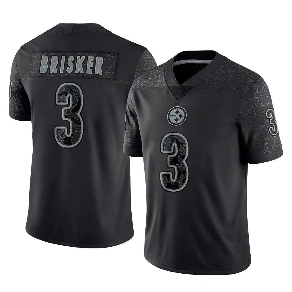 Vanessashop P.Steelers #3 Jaquan Brisker Player Black Reflective Limited Home Game Stitched Jerseys