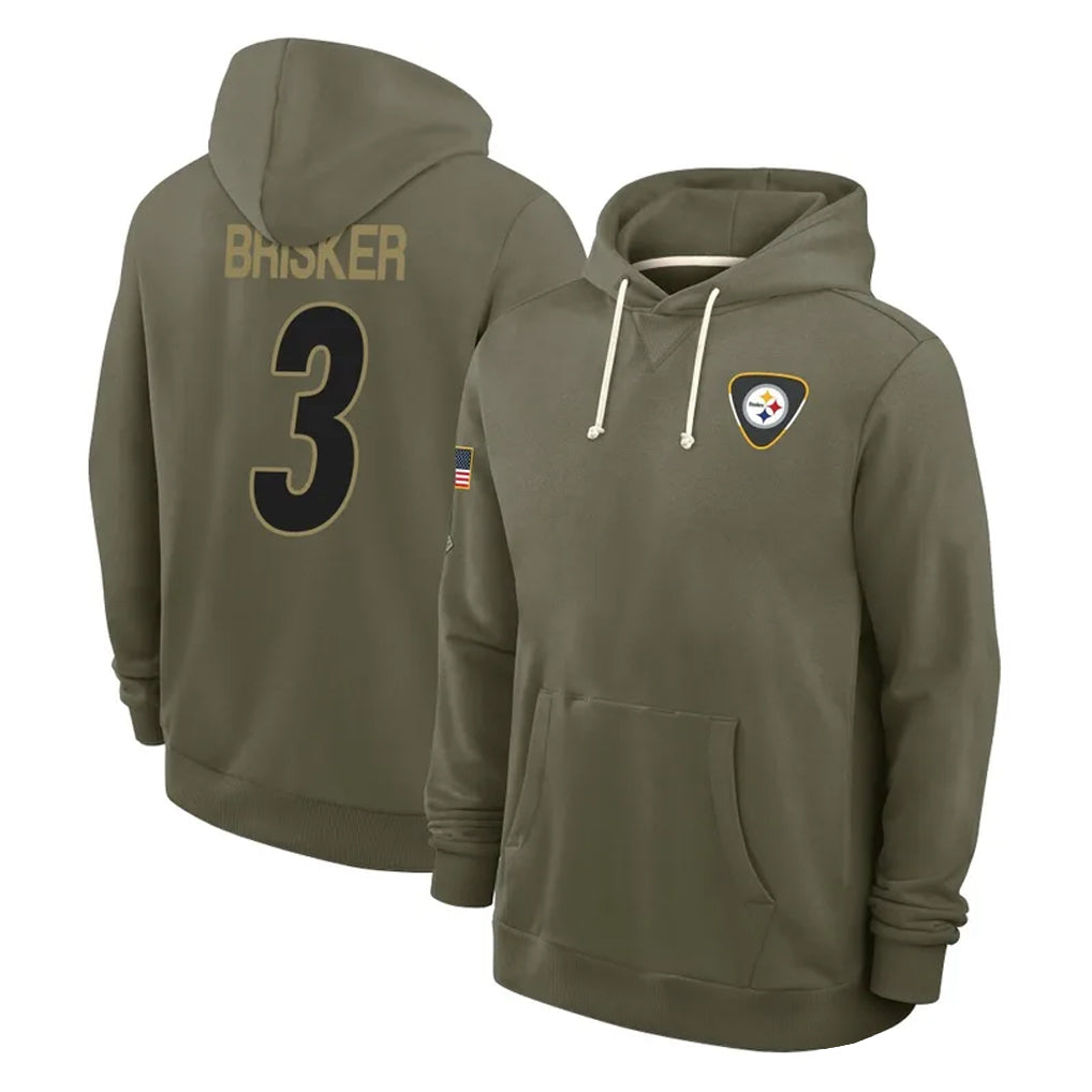 Vanessashop P.Steelers #3 Jaquan Brisker Player Olive Salute to Service Pullover Hoodies Limited Stitched Jerseys