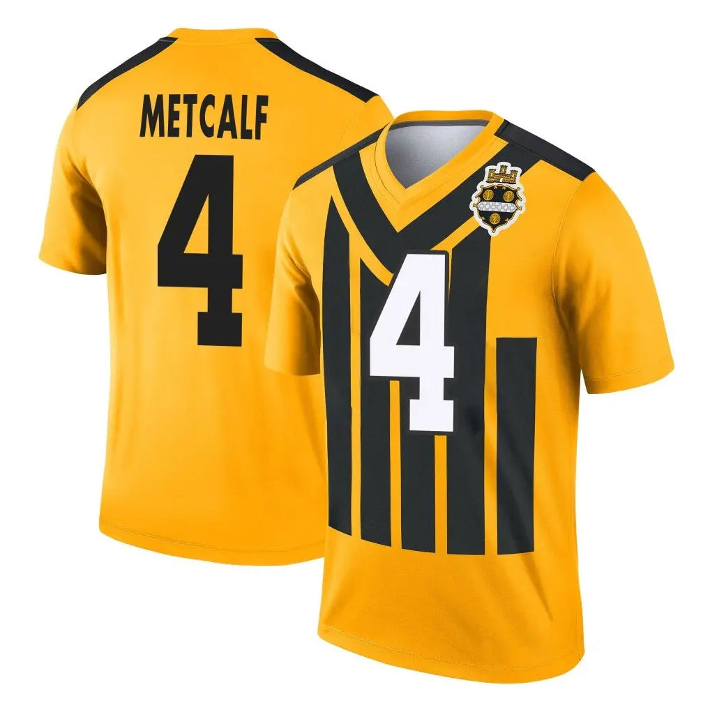 Vanessashop P.Steelers #4 DK Metcalf Player Gold Legend Limited 1933 Throwback Performance Home Game Stitched Jerseys