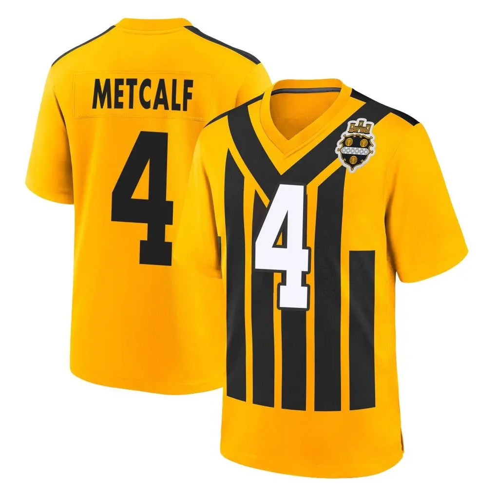 Vanessashop P.Steelers #4 DK Metcalf Player Gold Limited 1933 Throwback Home Game Stitched Jerseys