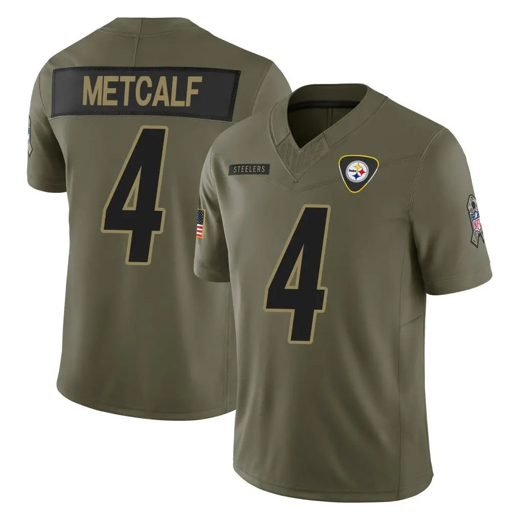 Vanessashop P.Steelers #4 DK Metcalf Player Olive 2025 Salute To Service Limited Home Game Stitched Jerseys