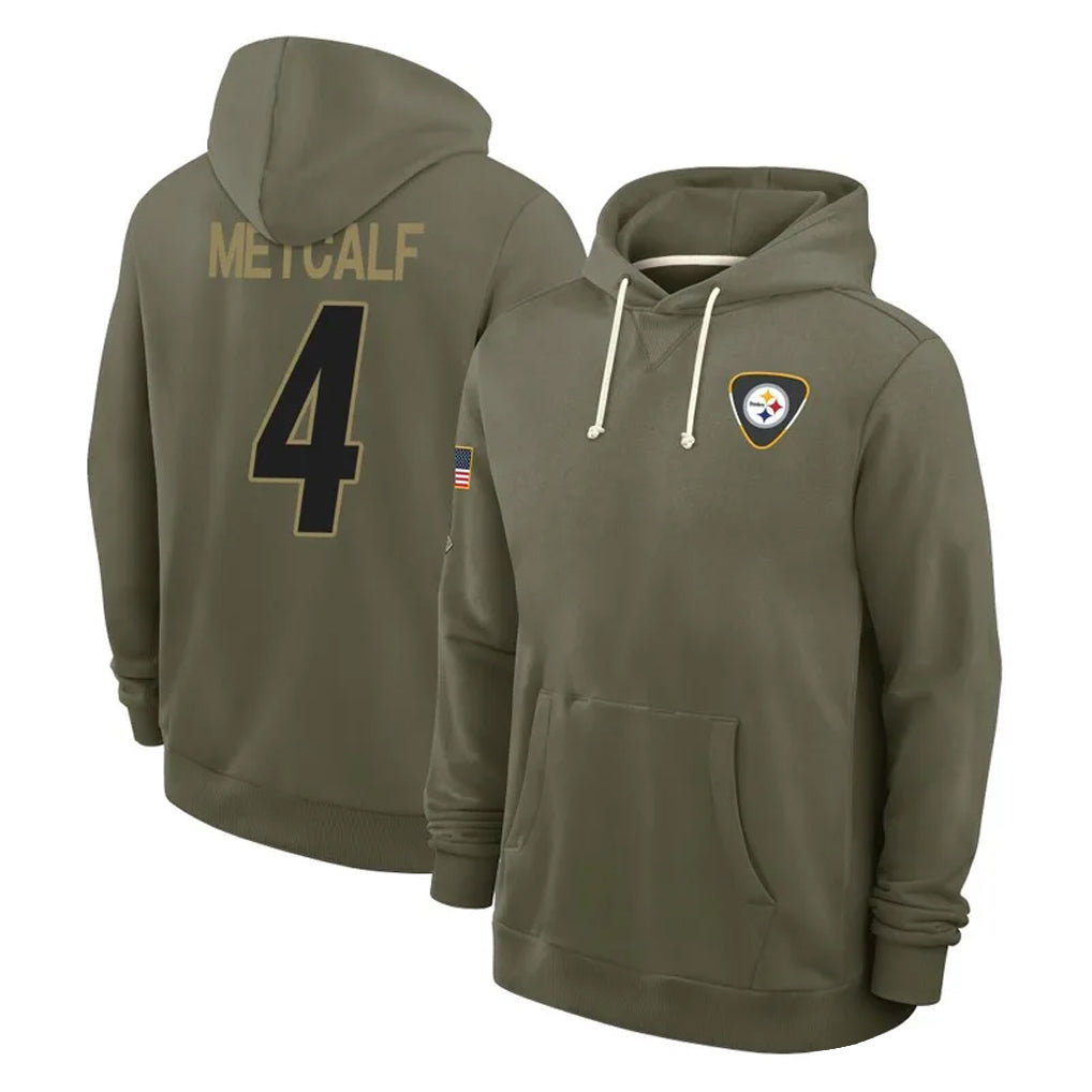 Vanessashop P.Steelers #4 DK Metcalf Player Olive Salute to Service Pullover Hoodies Limited Stitched Jerseys
