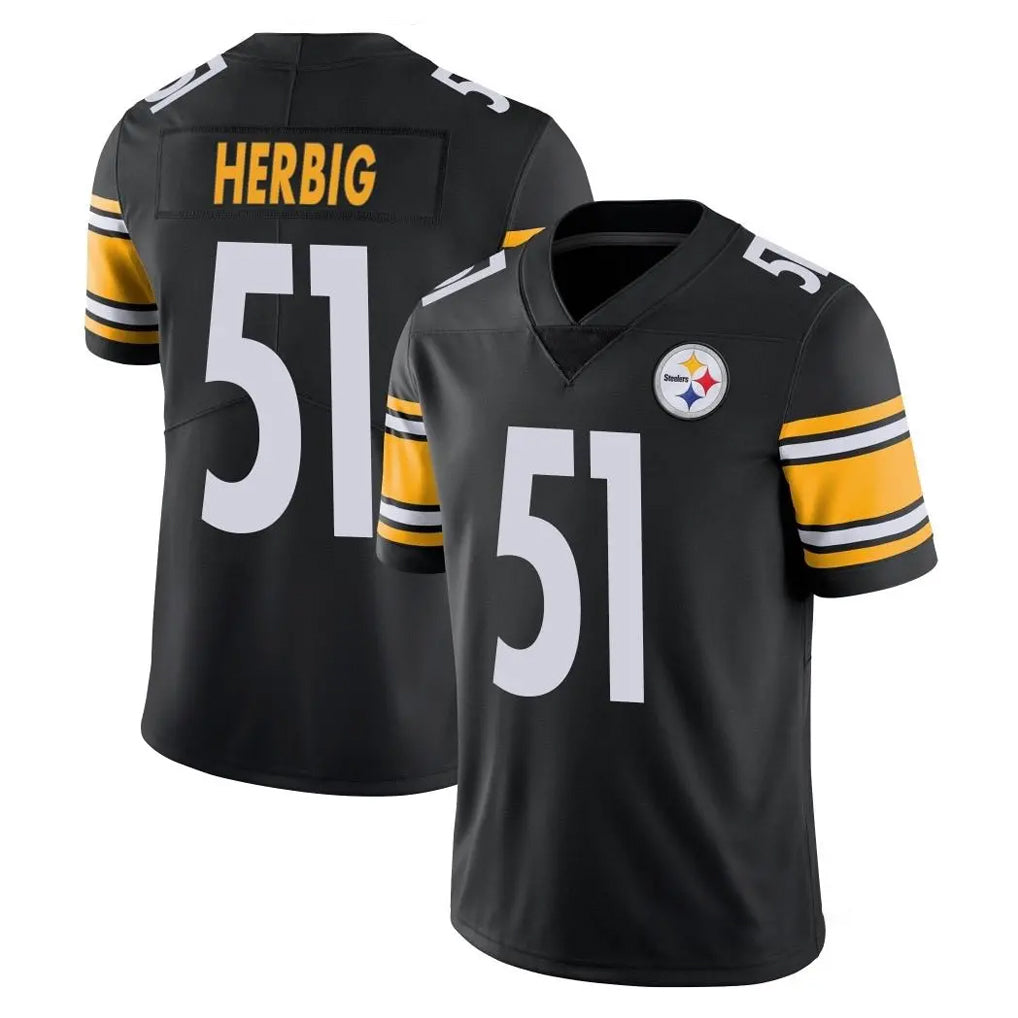 Vanessashop P.Steelers #51 Nick Herbig Player Black Limited Vapor Untouchable Home Game Stitched Jerseys