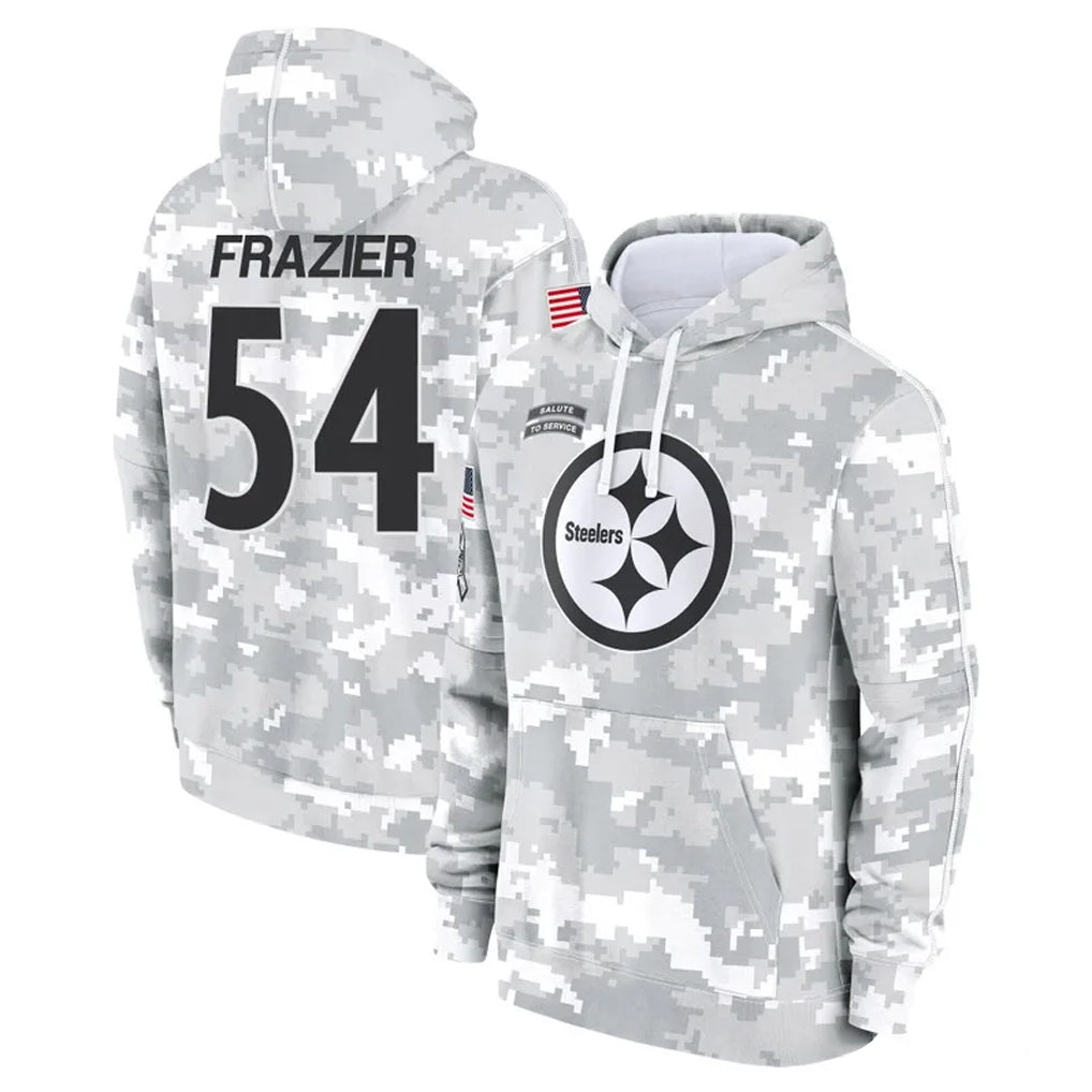 Vanessashop P.Steelers #54 Zach Frazier Player Arctic Camo Limited Salute to Service Pullover Hoodies Game Stitched Jerseys