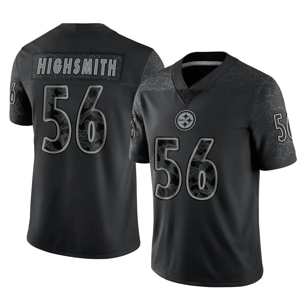 Vanessashop P.Steelers #56 Alex Highsmith Player Black Reflective Limited Home Game Stitched Jerseys