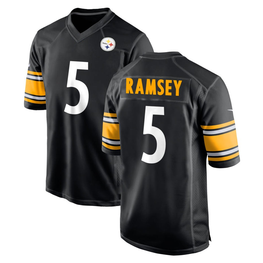 Vanessashop P.Steelers #5 Jalen Ramsey Player Black Home Game Stitched Jerseys