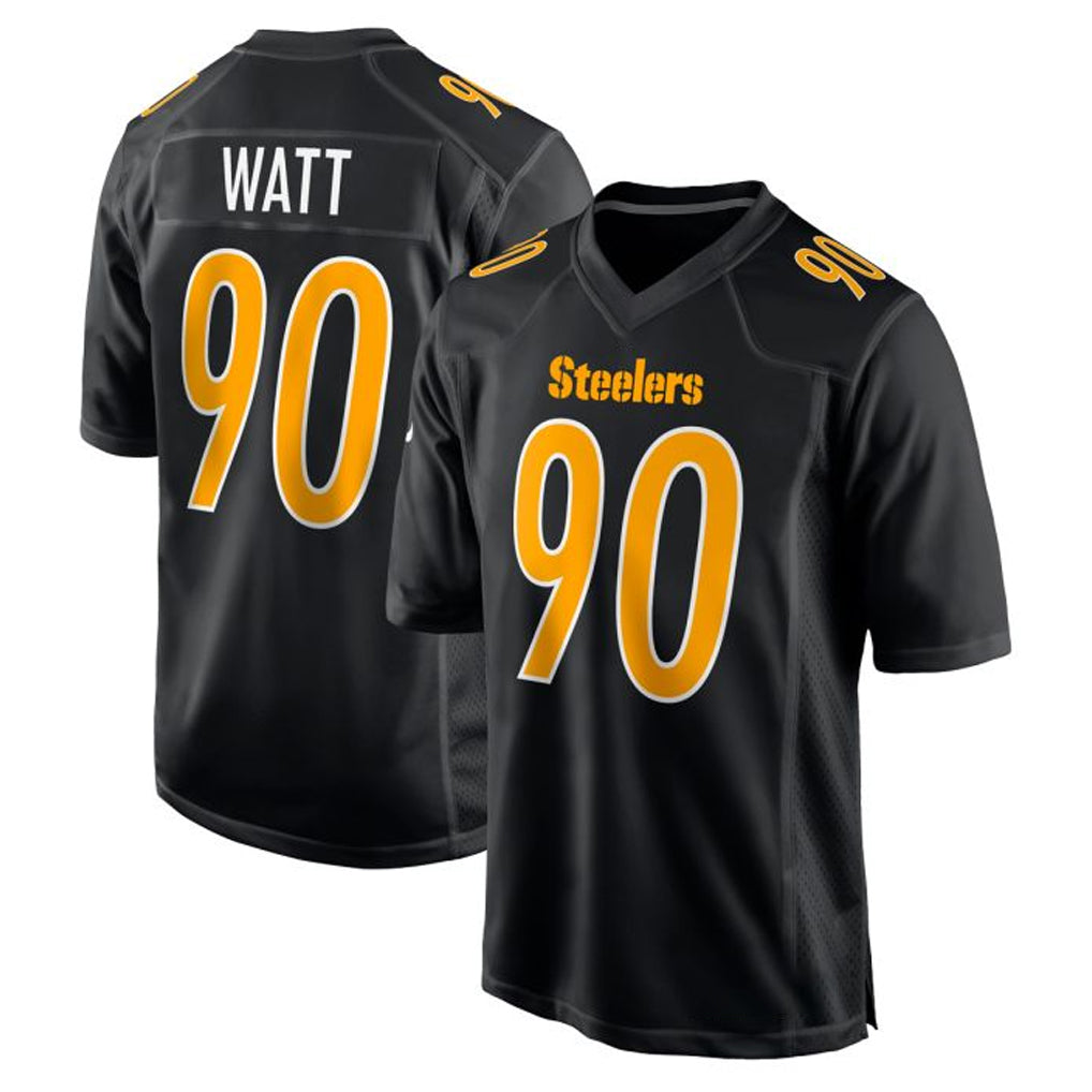 Vanessashop P.Steelers #90 T.J. Watt Player Black Fashion Limited Home Game Stitched Jerseys