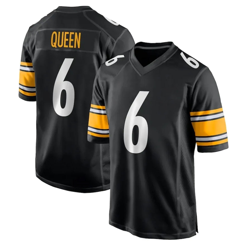 Vanessashop P.Steelers #6 Patrick Queen Player Black Home Game Stitched Jerseys