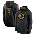 Vanessashop P.Steelers #6 Patrick Queen Player Black Salute to Service Hoodies Limited Game Stitched Jerseys
