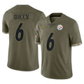 Vanessashop P.Steelers #6 Patrick Queen Player Olive Limited Salute To Service Home Game Stitched Jerseys
