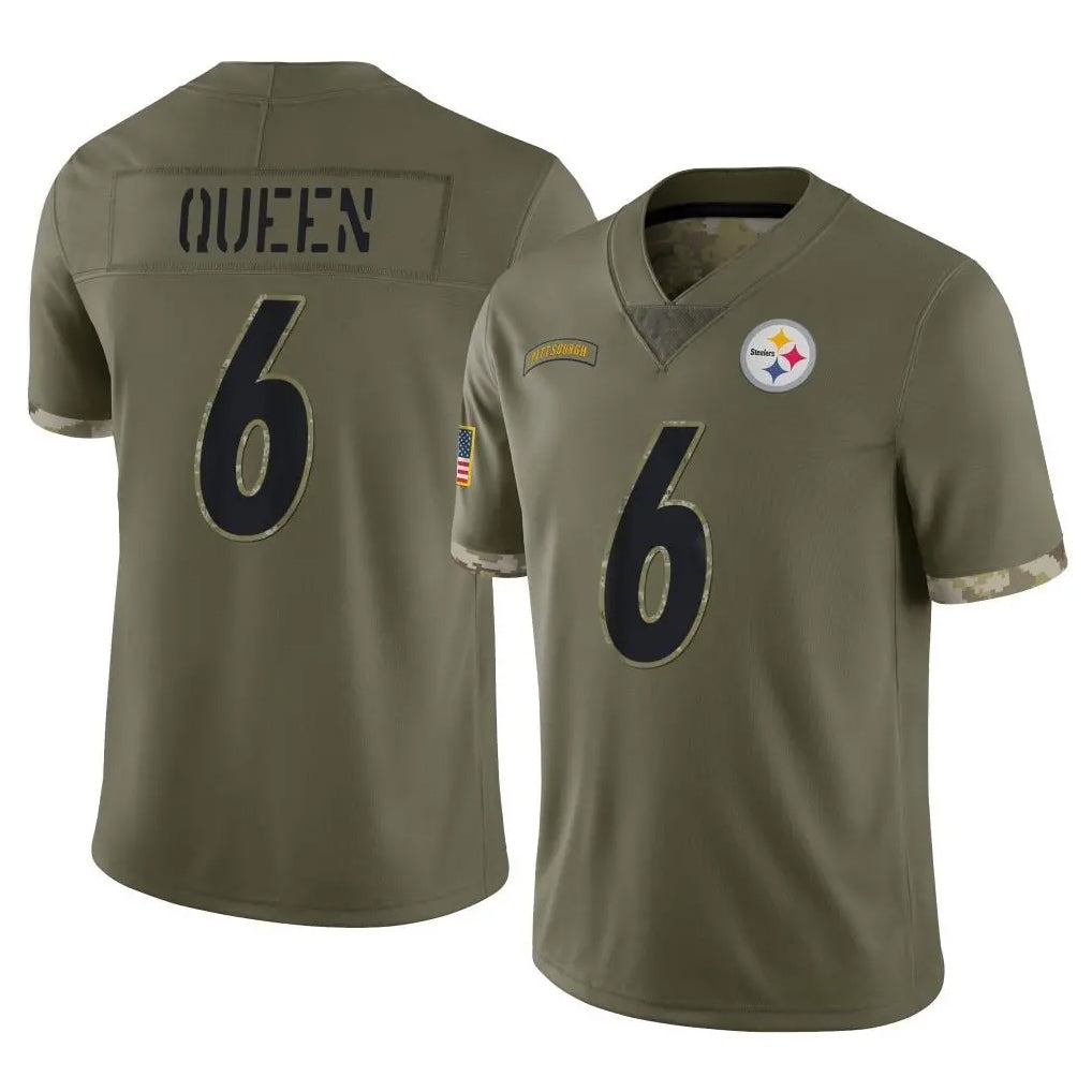 Vanessashop P.Steelers #6 Patrick Queen Player Olive Limited Salute To Service Home Game Stitched Jerseys