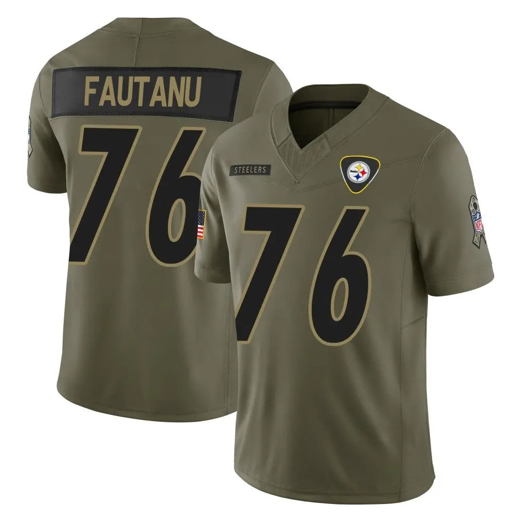 Vanessashop P.Steelers #76 Troy Fautanu Player Olive 2025 Salute To Service Limited Home Game Stitched Jerseys