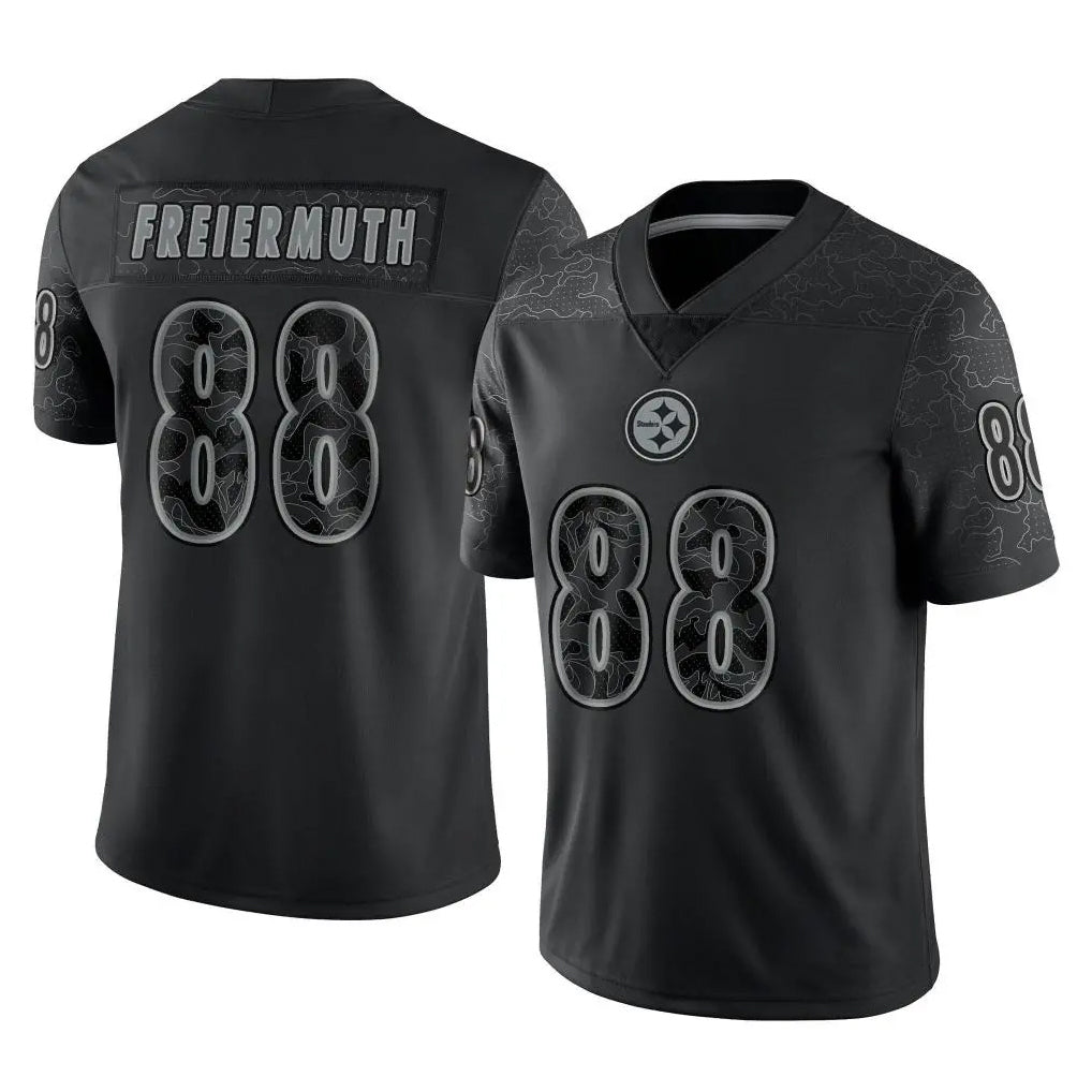 Vanessashop P.Steelers #88 Pat Freiermuth Player Black Reflective Limited Home Game Stitched Jerseys