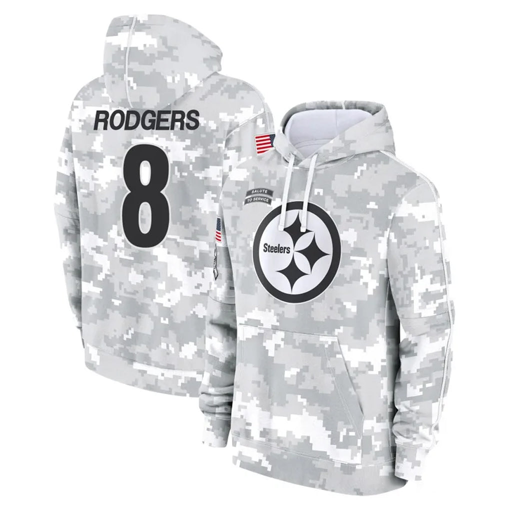 Vanessashop P.Steelers #8 Aaron Rodgers Player Arctic Camo Limited Salute to Service Pullover Hoodies Game Stitched Jerseys