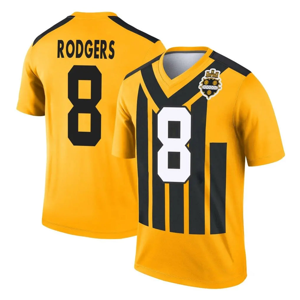 Vanessashop P.Steelers #8 Aaron Rodgers Player Gold Legend Limited 1933 Throwback Performance Home Game Stitched Jerseys