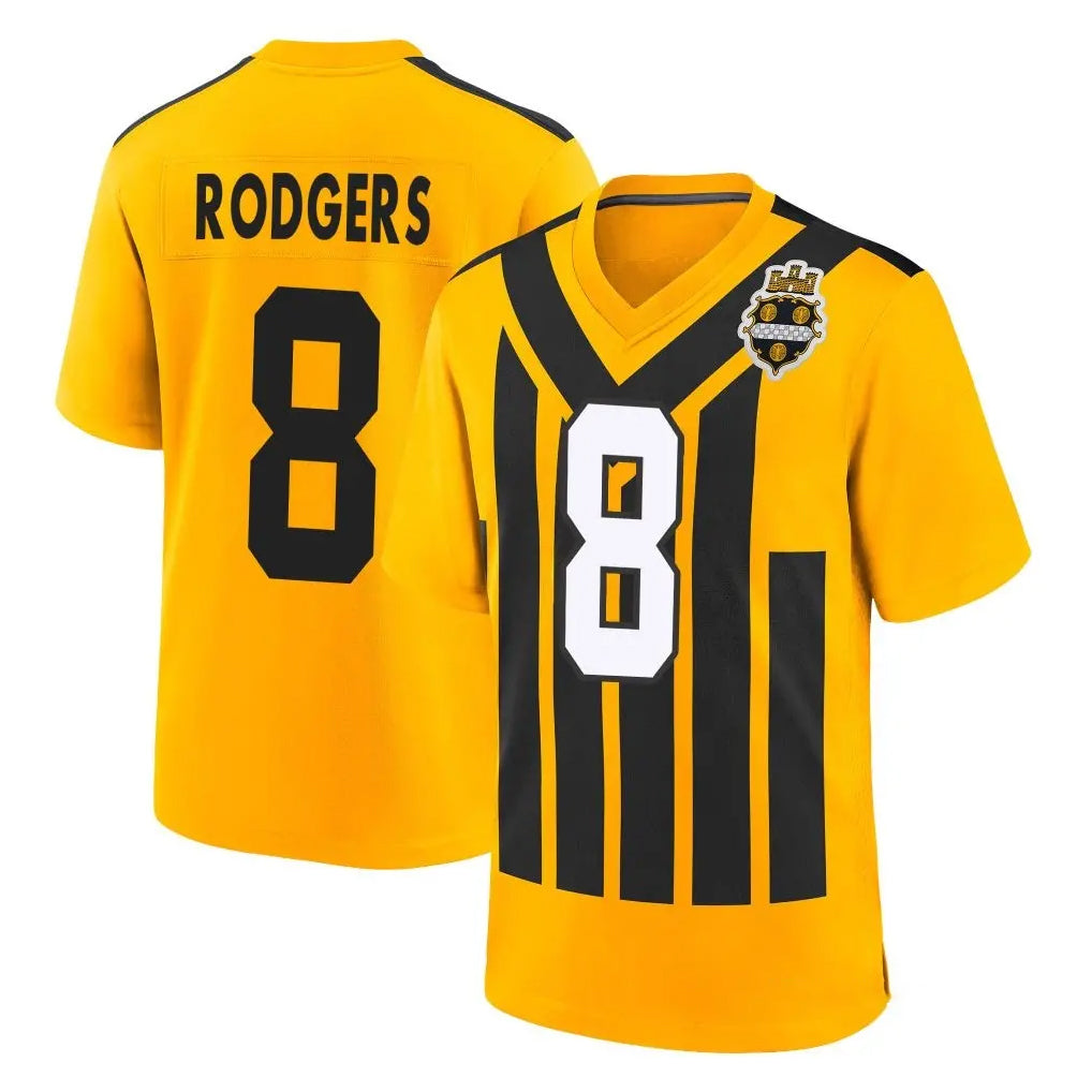 Vanessashop P.Steelers #8 Aaron Rodgers Player Gold Limited 1933 Throwback Home Game Stitched Jerseys
