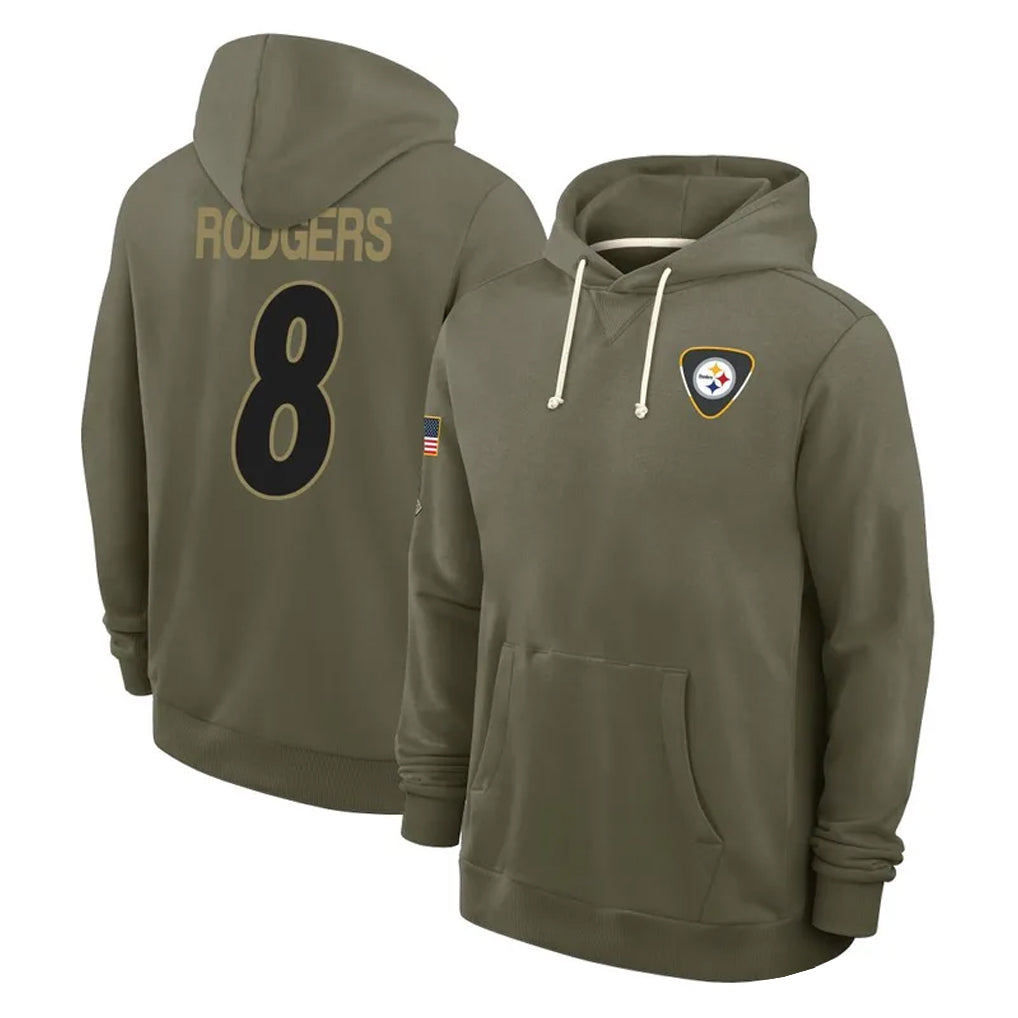 Vanessashop P.Steelers #8 Aaron Rodgers Player Olive Salute to Service Pullover Hoodies Limited Stitched Jerseys