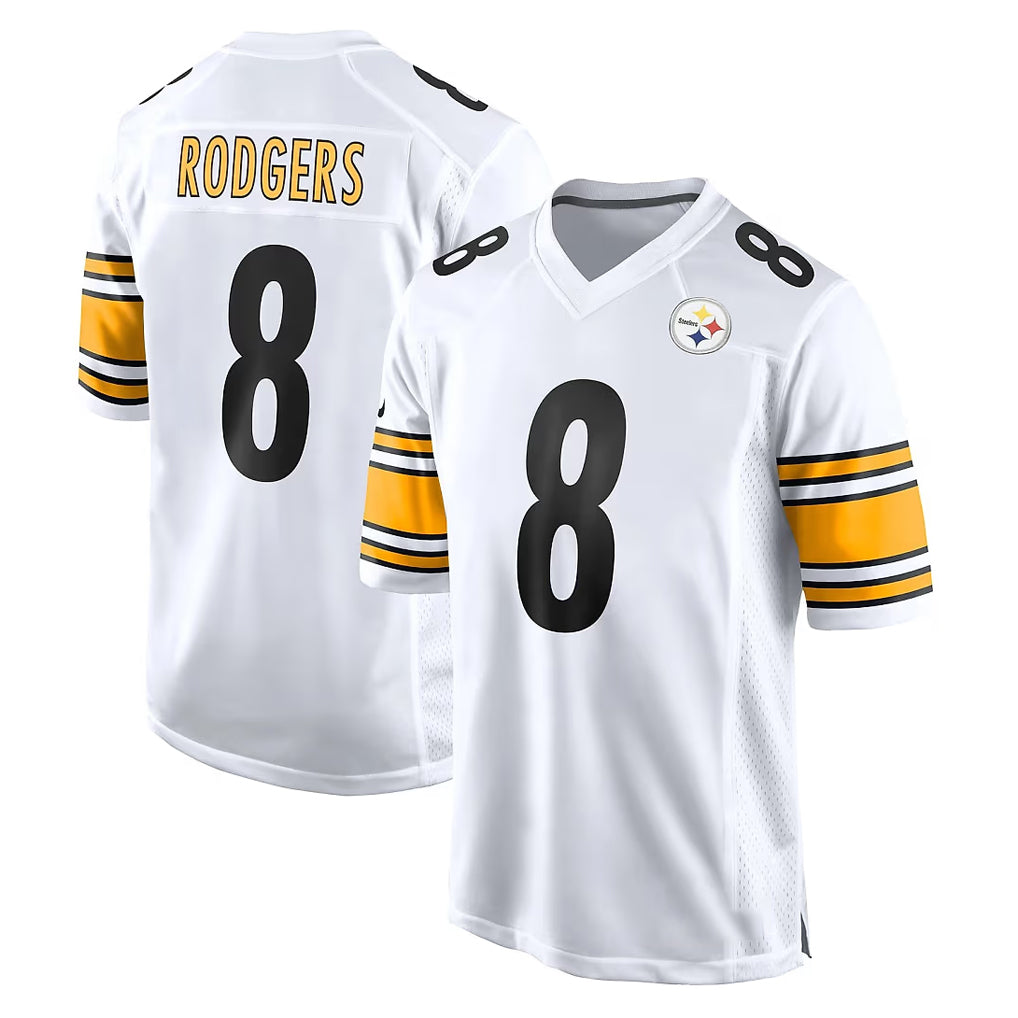 Vanessashop P.Steelers #8 Aaron Rodgers Player White Home Game Stitched Jerseys