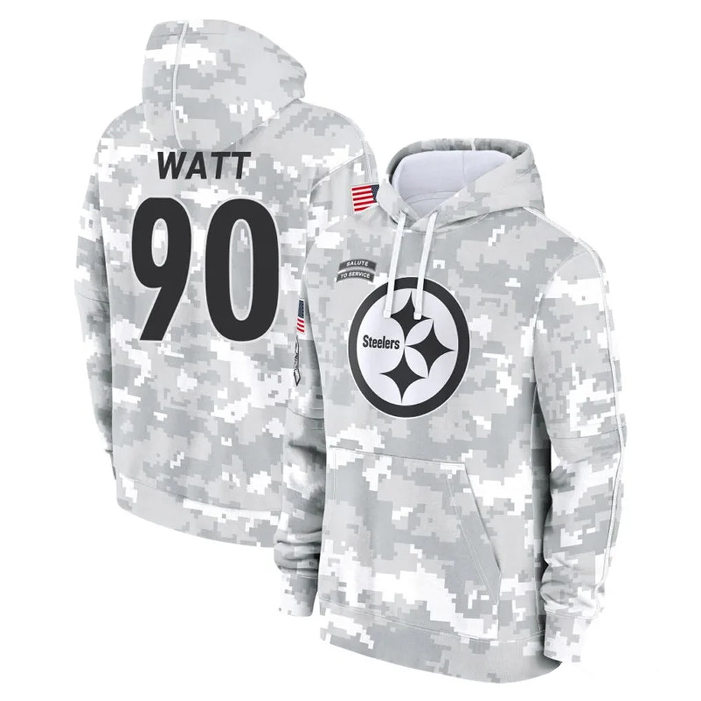 Vanessashop P.Steelers #90 T.J. Watt Player Arctic Camo Limited Salute to Service Pullover Hoodies Game Stitched Jerseys