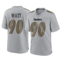 Vanessashop P.Steelers #90 T.J. Watt Player Gray Atmosphere Fashion Home Game Stitched Jerseys