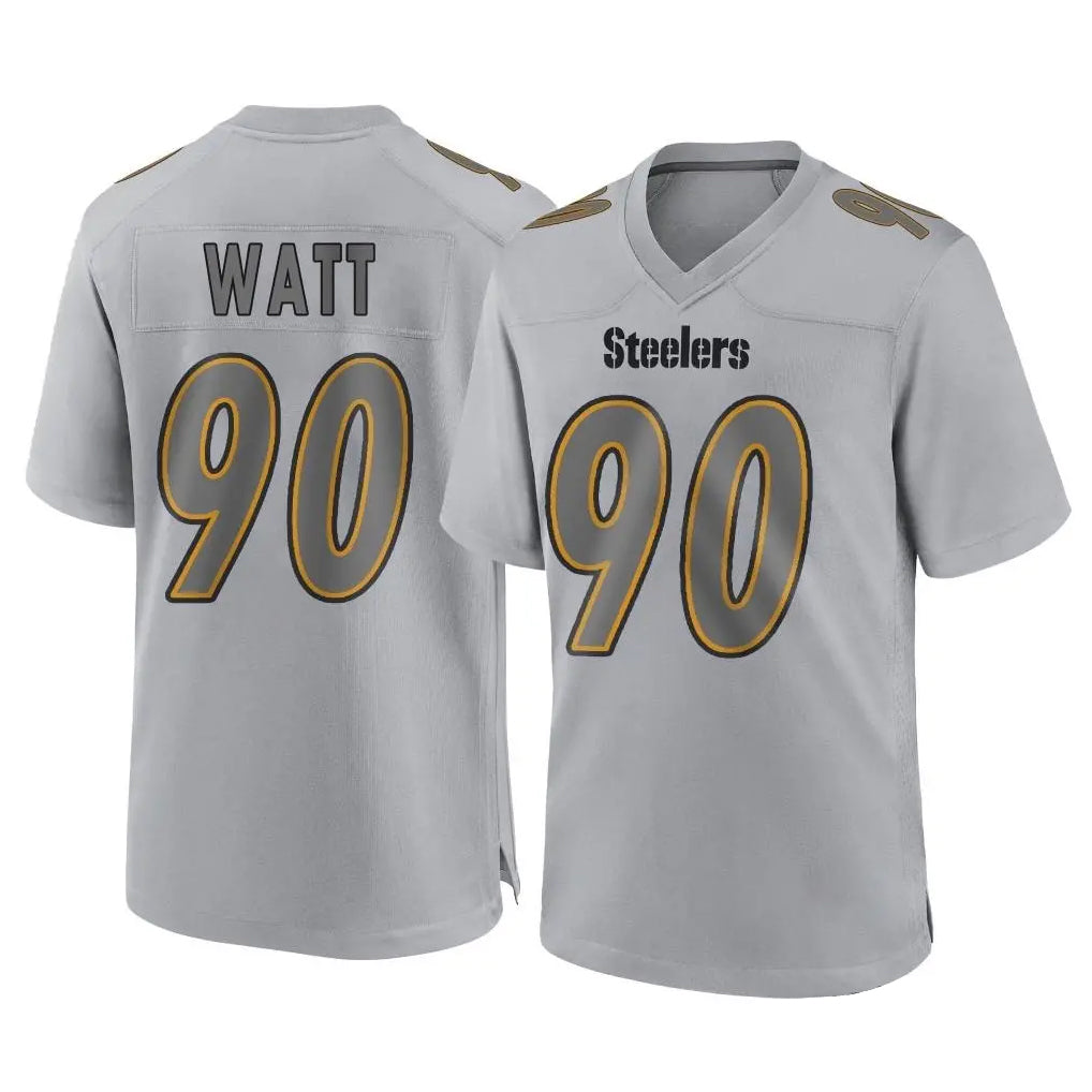 Vanessashop P.Steelers #90 T.J. Watt Player Gray Atmosphere Fashion Home Game Stitched Jerseys