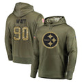 Vanessashop P.Steelers #90 T.J. Watt Player Olive Salute to Service Pullover Hoodie Home Game Stitched Jerseys