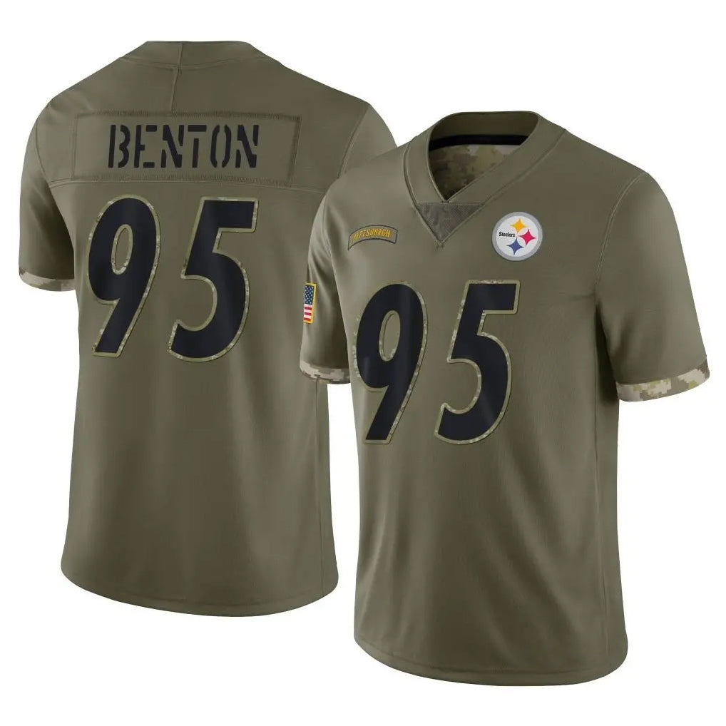 Vanessashop P.Steelers #95 Keeanu Benton Player Olive Limited Salute To Service Home Game Stitched Jerseys