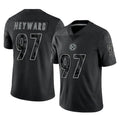 Vanessashop P.Steelers #97 Cameron Heyward Player Black Reflective Limited Home Game Stitched Jerseys