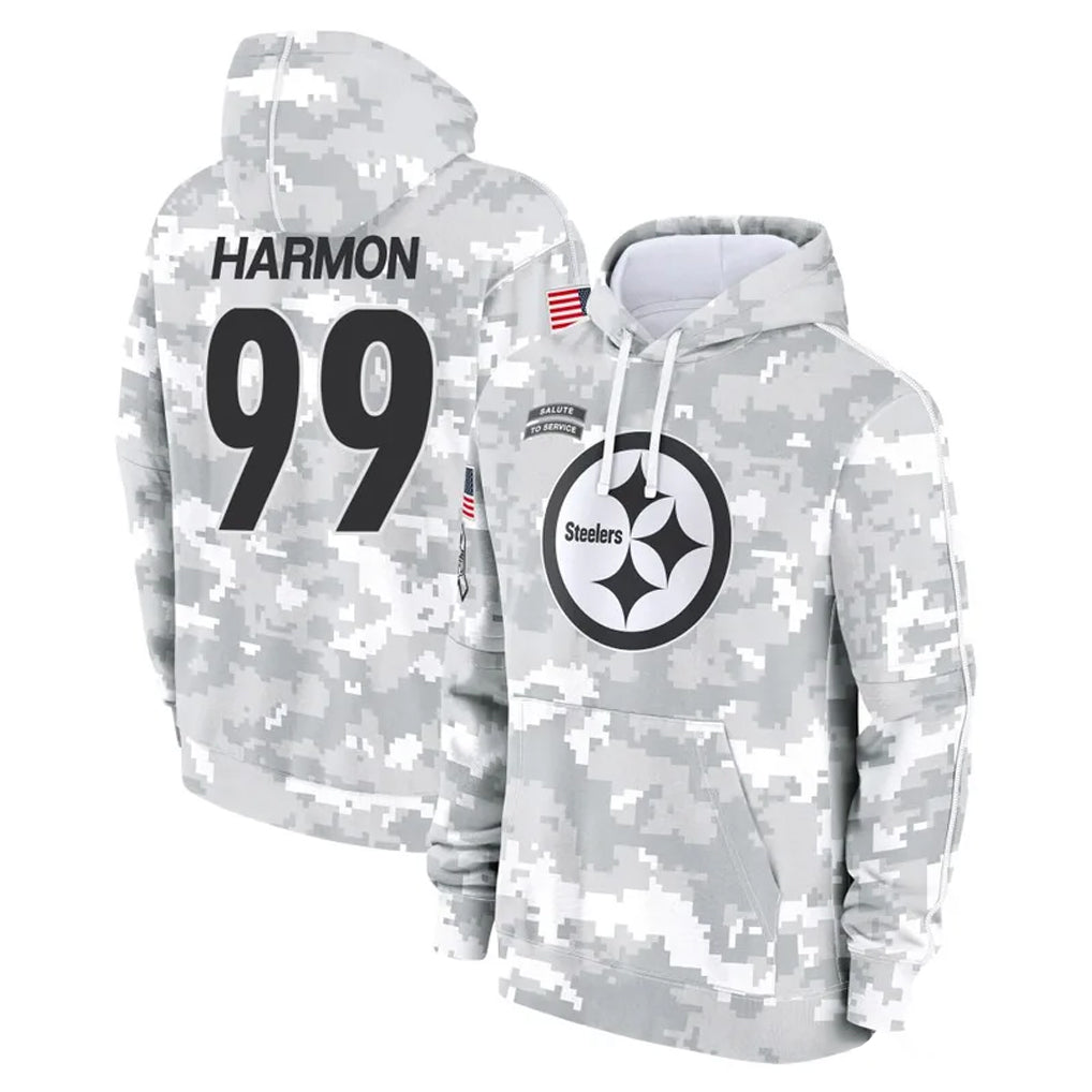 Vanessashop P.Steelers #99 Derrick Harmon Player Arctic Camo Limited Salute to Service Pullover Hoodies Game Stitched Jerseys