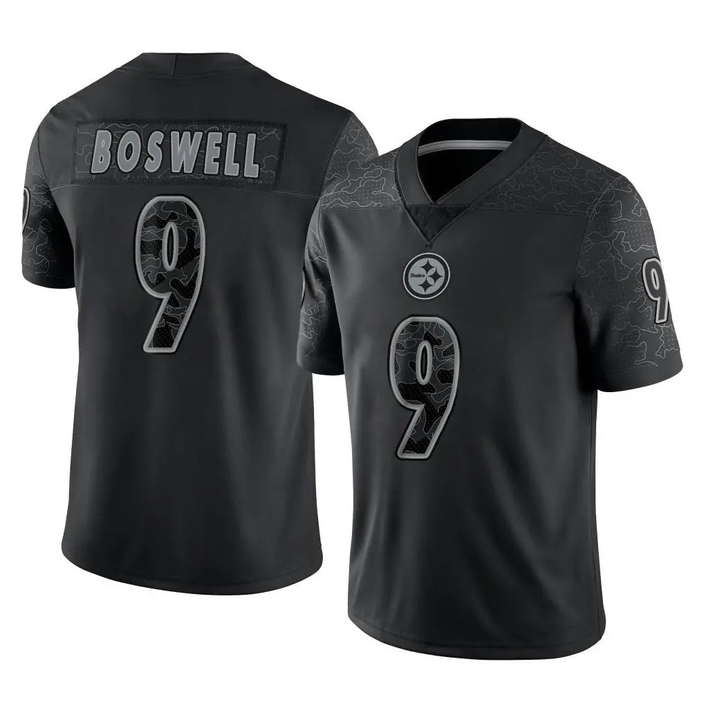 Vanessashop P.Steelers #9 Chris Boswell Player Black Reflective Limited Home Game Stitched Jerseys