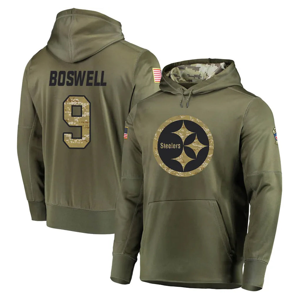 Vanessashop P.Steelers #9 Chris Boswell Player Olive Salute to Service Pullover Hoodie Home Game Stitched Jerseys