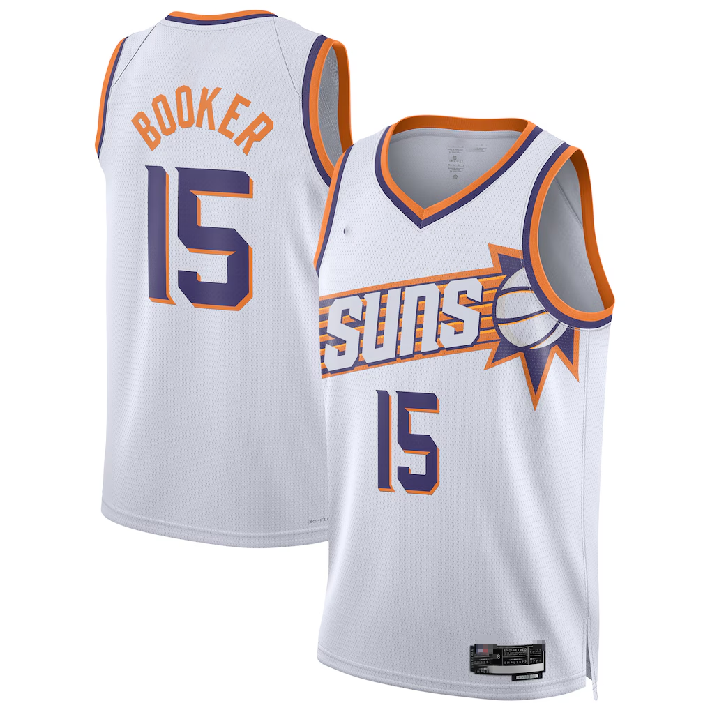 Vanessashop P.Suns #15 Devin Booker White Swingman Player Jerseys - Association Edition