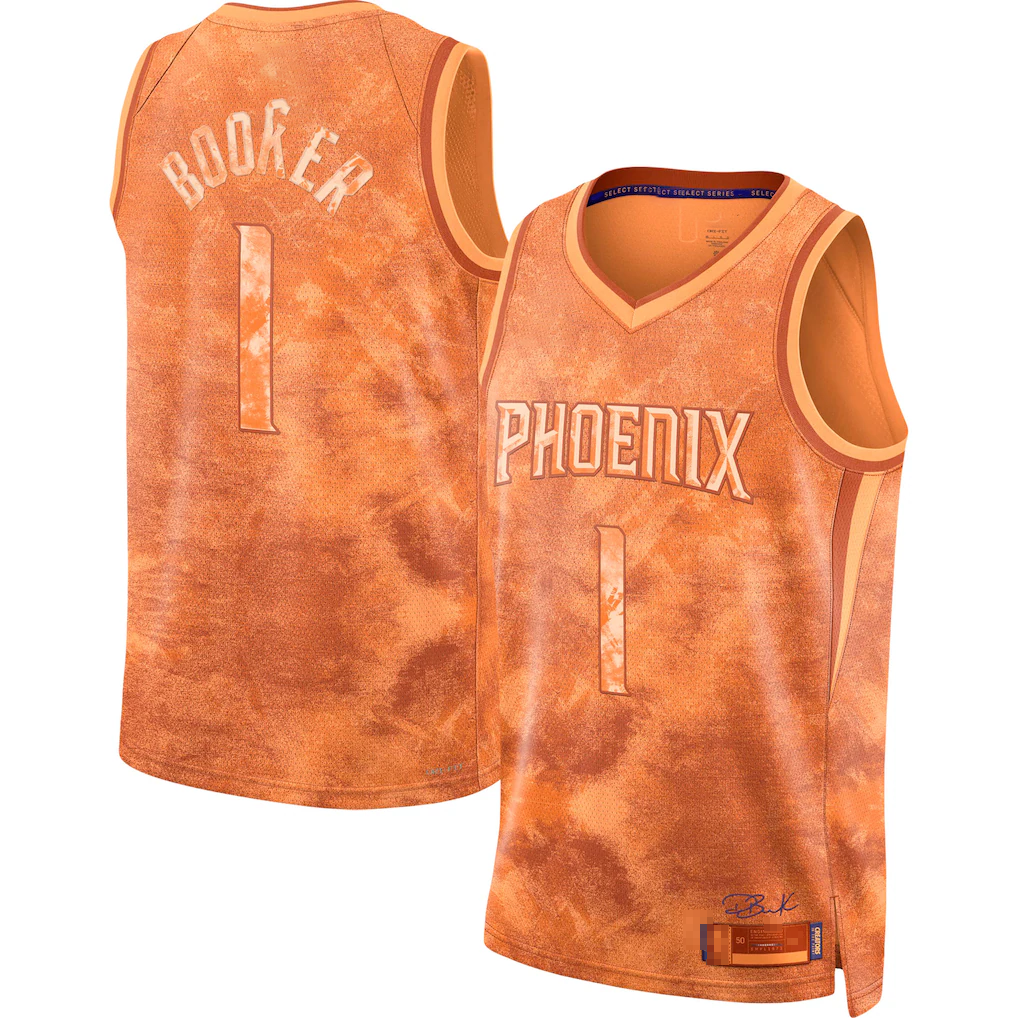 Vanessashop P.Suns #1 Devin Booker Orange Select Series Swingman Jerseys