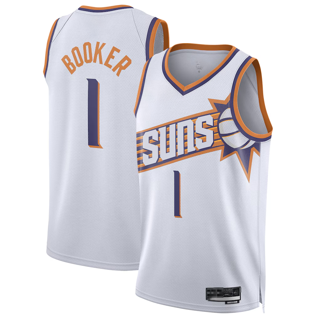 Vanessashop P.Suns #1 Devin Booker White Swingman Jerseys - Association Edition
