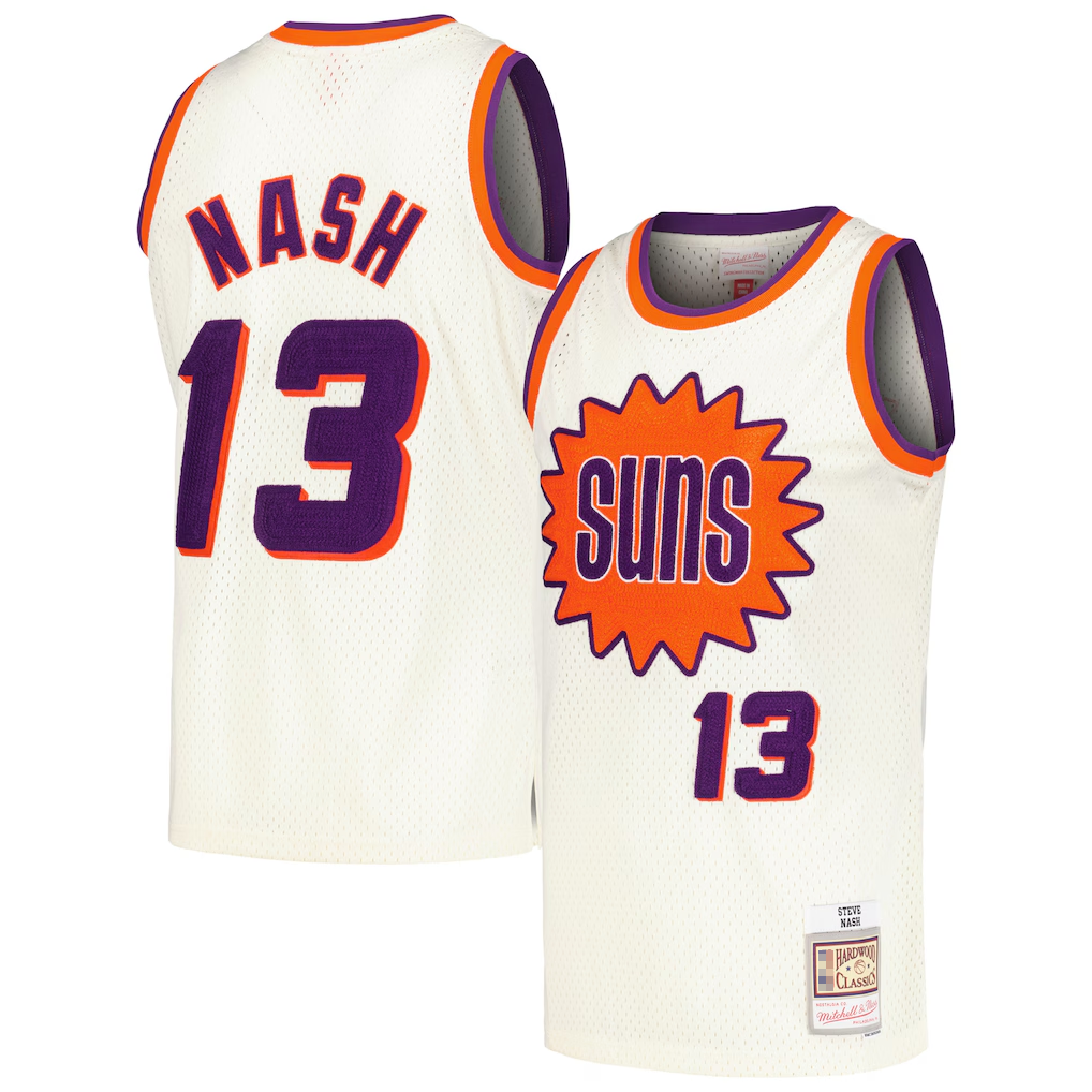 Vanessashop P.Sunss #13 Steve Nash Mitchell & Ness Cream Chainstitch Swingman Jerseys